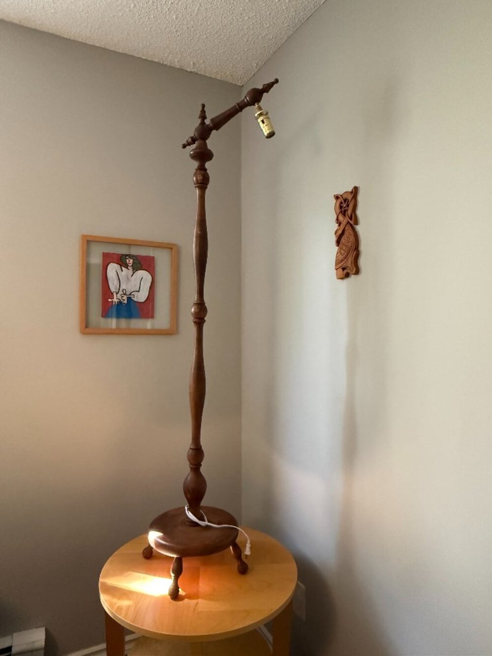 Vintage 56”H Wood Rewired Handmade Standing Lamp Lantern
